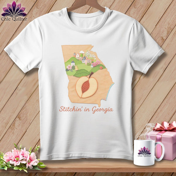 MyDesigns Physical Item S / White Stitchin' in Georgia ~ Relaxed Fit Tee