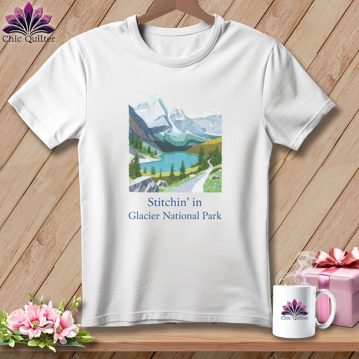 MyDesigns Physical Item S / White Stitchin' in Glacier National Park ~ Relaxed Fit Tee