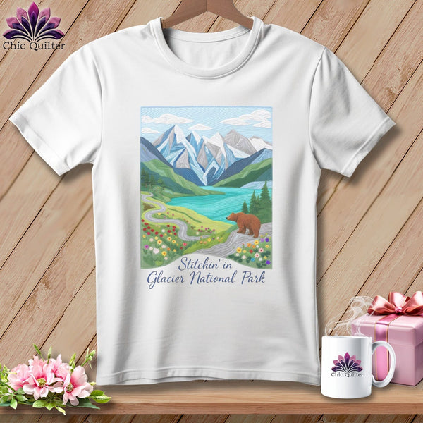 MyDesigns Physical Item S / White Stitchin' in Glacier National Park ~ Relaxed Fit Tee