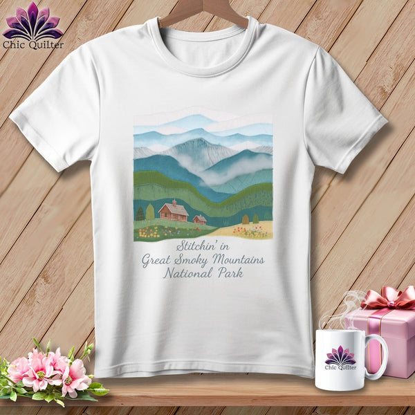 MyDesigns Physical Item S / White Stitchin' in Great Smoky Mountains National Park ~ Relaxed Fit Tee
