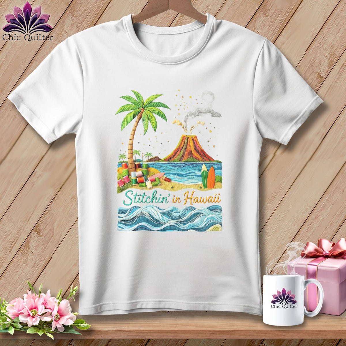 MyDesigns Physical Item S / White Stitchin' in Hawaii ~ Relaxed Fit Tee