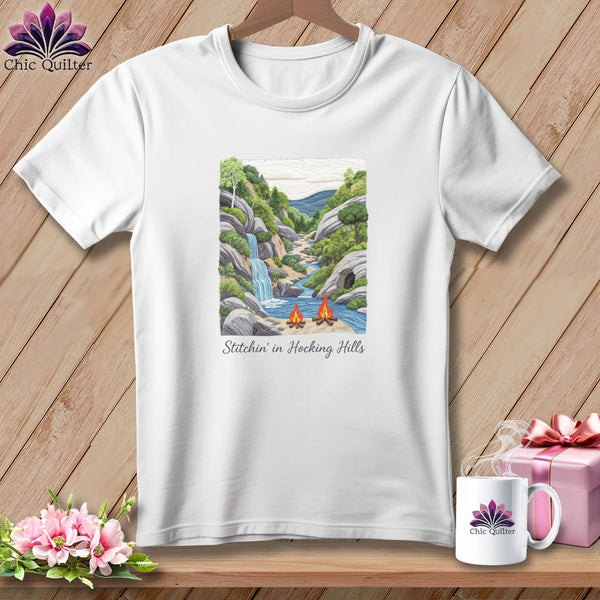 MyDesigns Physical Item S / White Stitchin' in Hocking Hills ~ Relaxed Fit Tee
