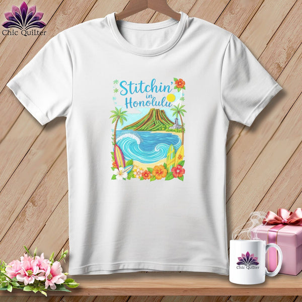 MyDesigns Physical Item S / White Stitchin' in Honolulu ~ Relaxed Fit Tee