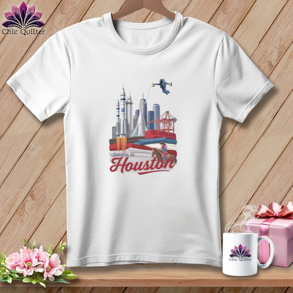 MyDesigns Physical Item S / White Stitchin' in Houston ~ Relaxed Fit Tee