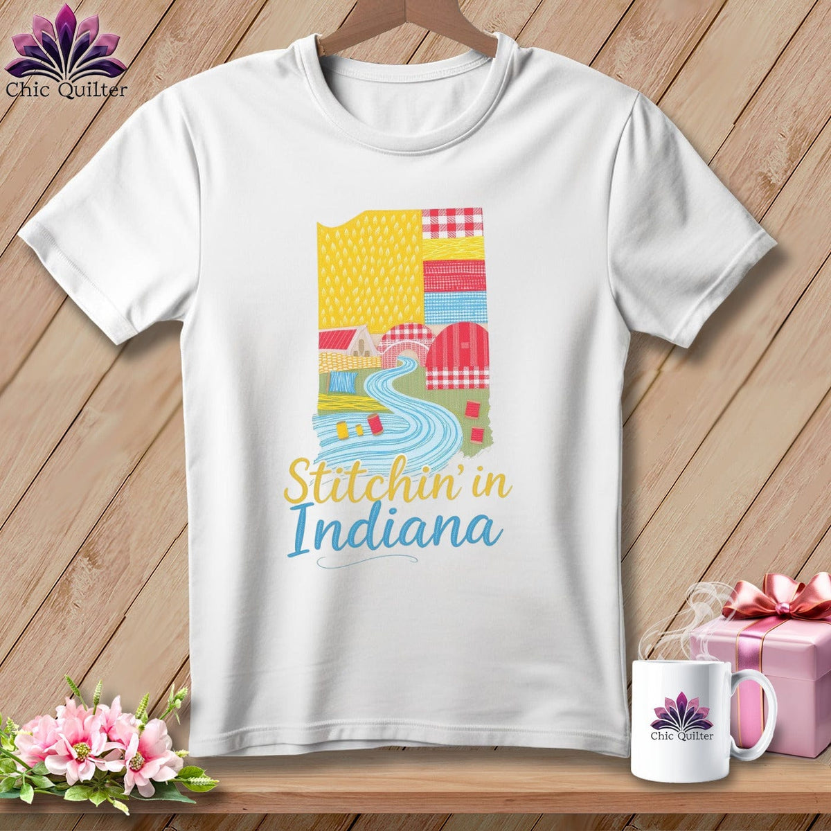 MyDesigns Physical Item S / White Stitchin' in Indiana ~ Relaxed Fit Tee