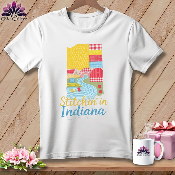 MyDesigns Physical Item S / White Stitchin' in Indiana ~ Relaxed Fit Tee