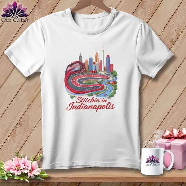 MyDesigns Physical Item S / White Stitchin' in Indianapolis ~ Relaxed Fit Tee