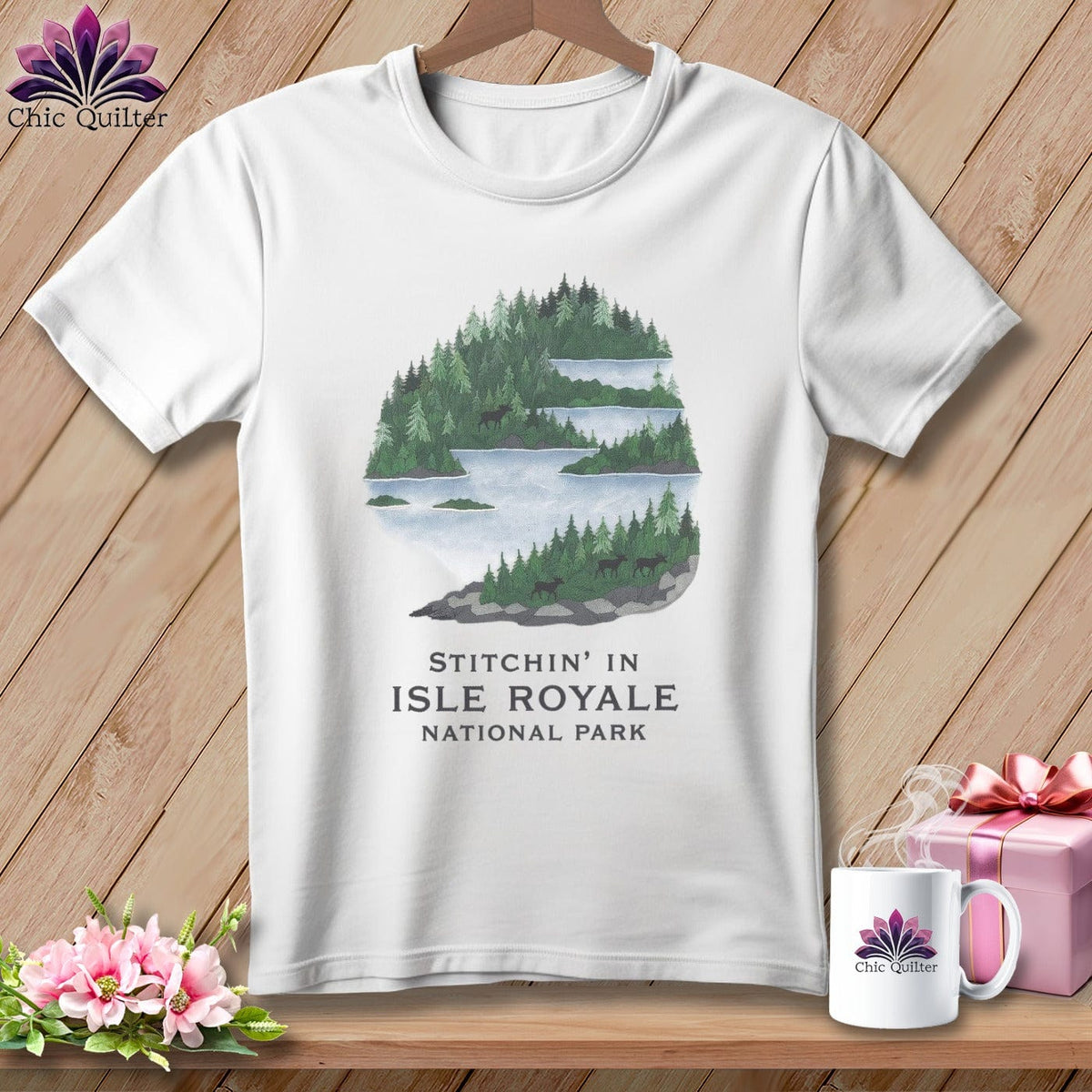 MyDesigns Physical Item S / White Stitchin' in Isle Royale National Park ~ Relaxed Fit Tee
