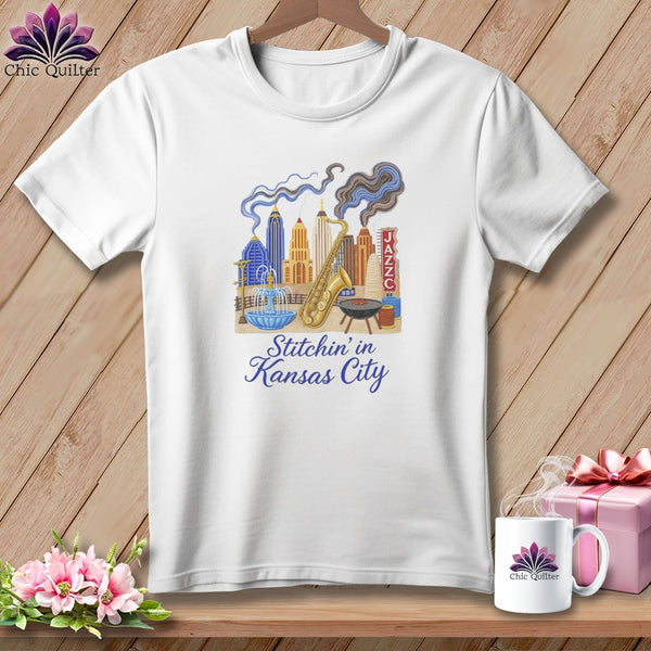 MyDesigns Physical Item S / White Stitchin' in Kansas City ~ Relaxed Fit Tee