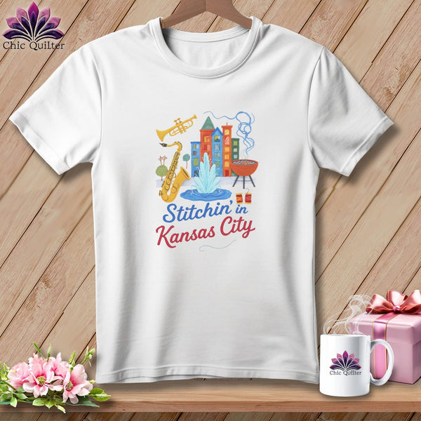 MyDesigns Physical Item S / White Stitchin' in Kansas City ~ Relaxed Fit Tee