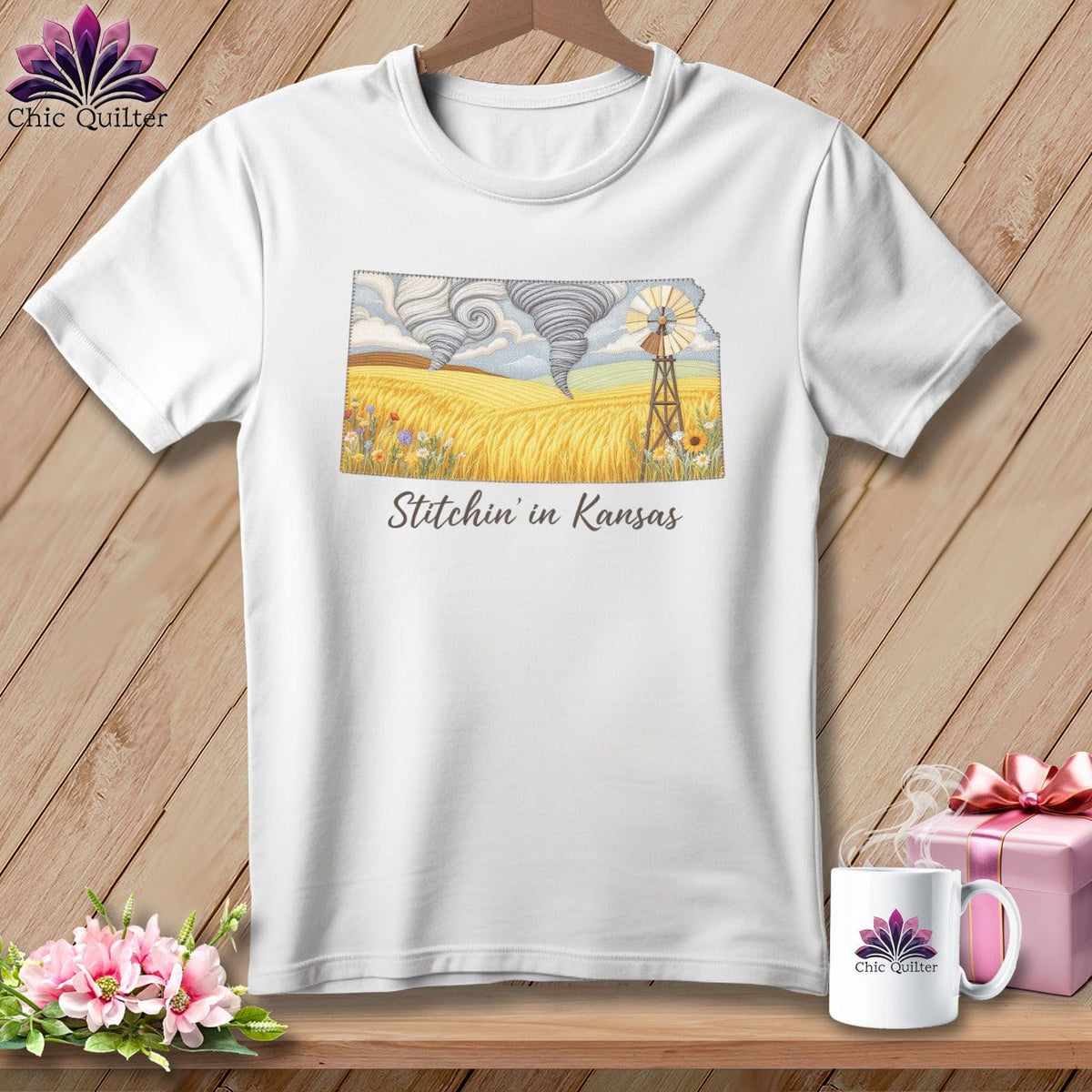 MyDesigns Physical Item S / White Stitchin' in Kansas ~ Relaxed Fit Tee