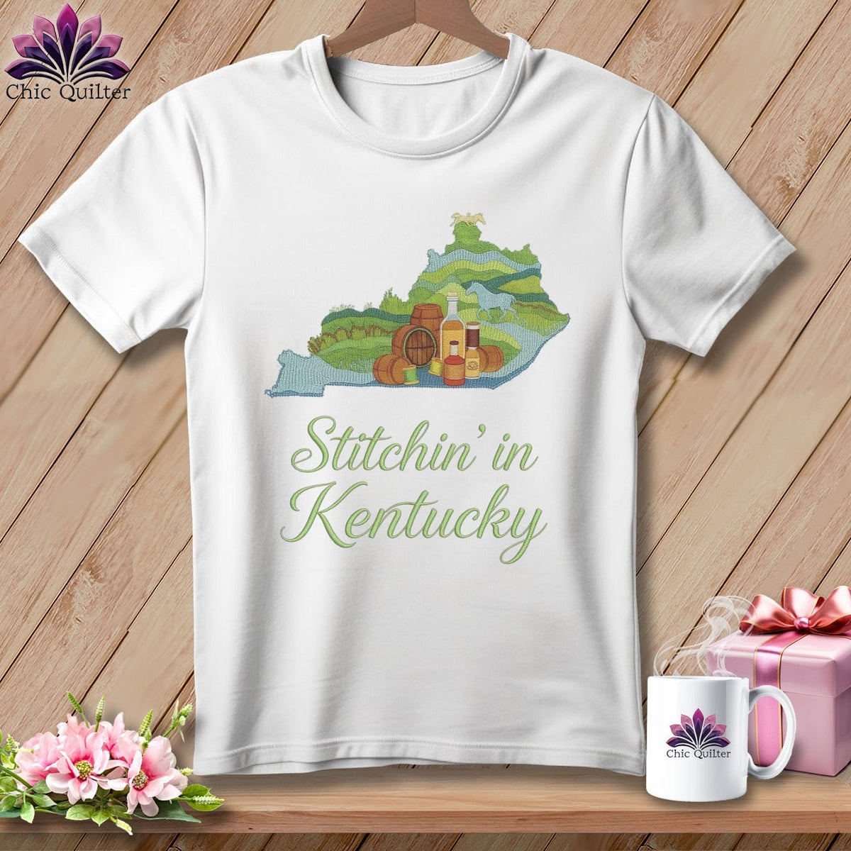 MyDesigns Physical Item S / White Stitchin' in Kentucky ~ Relaxed Fit Tee