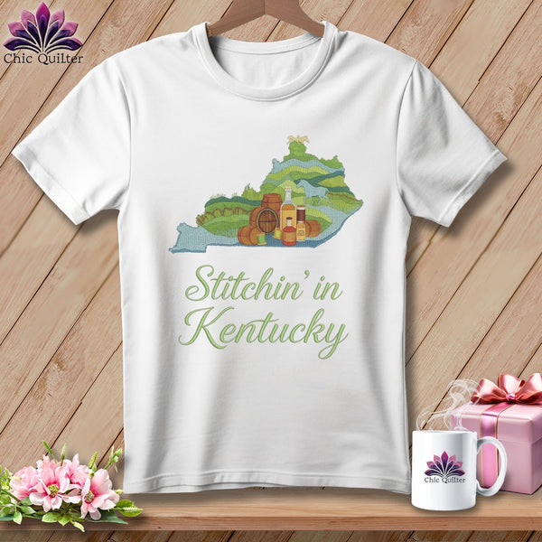 MyDesigns Physical Item S / White Stitchin' in Kentucky ~ Relaxed Fit Tee