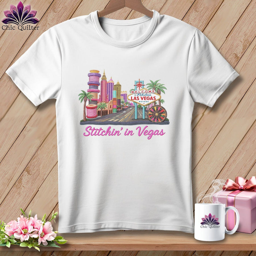 MyDesigns Physical Item S / White Stitchin' in Las Vegas ~ Relaxed Fit Tee