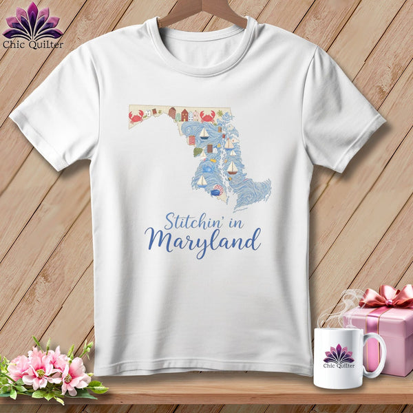 MyDesigns Physical Item S / White Stitchin' in Maryland ~ Relaxed Fit Tee