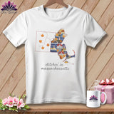 MyDesigns Physical Item S / White Stitchin' in Massachusetts ~ Relaxed Fit Tee