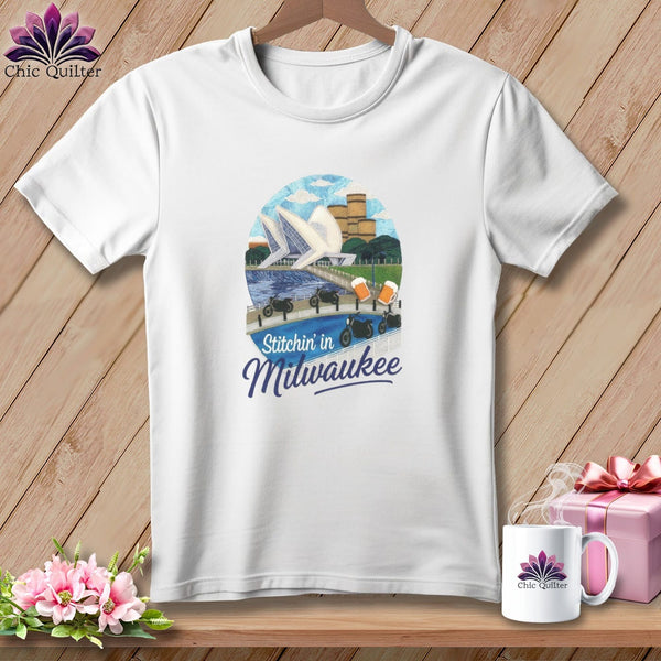 MyDesigns Physical Item S / White Stitchin' in Milwaukee ~ Relaxed Fit Tee