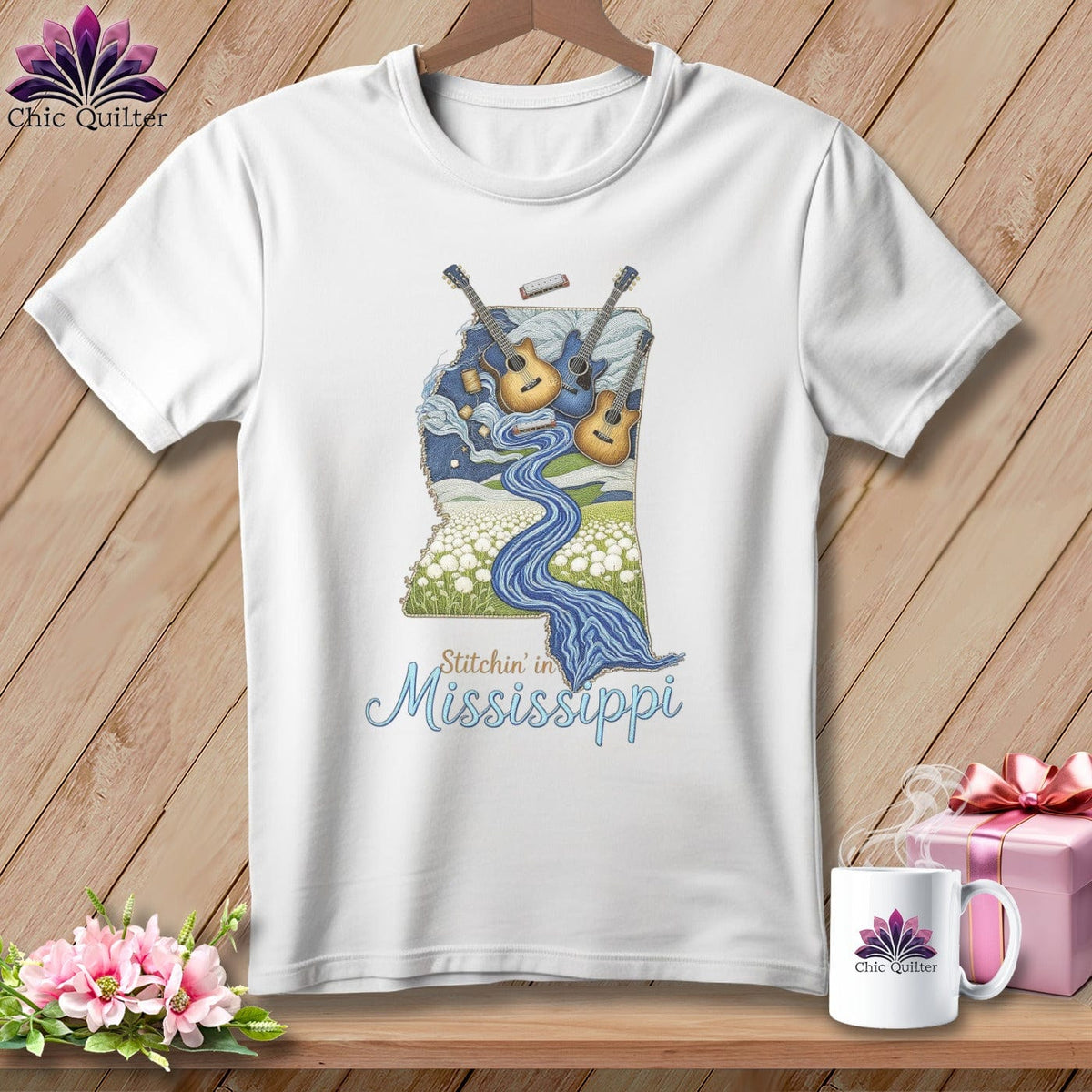 MyDesigns Physical Item S / White Stitchin' in Mississippi ~ Relaxed Fit Tee