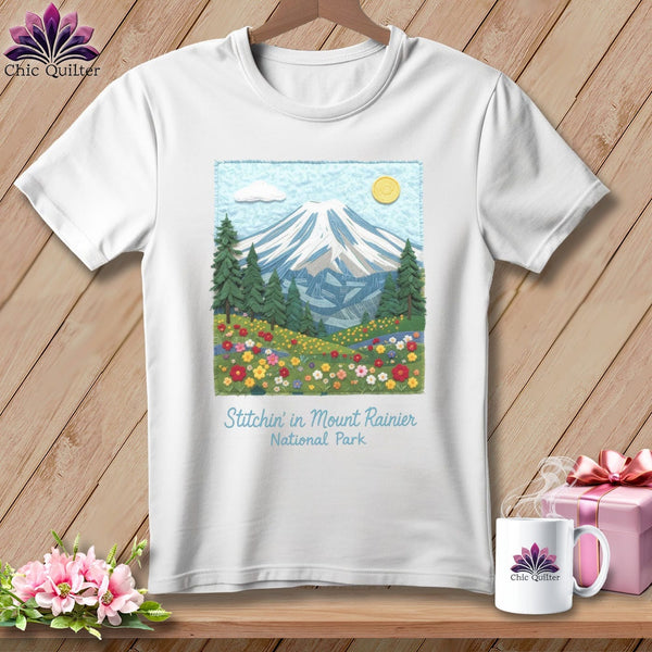 MyDesigns Physical Item S / White Stitchin' in Mount Rainier National Park ~ Relaxed Fit Tee