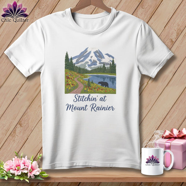 MyDesigns Physical Item S / White Stitchin' in Mount Rainier ~ Relaxed Fit Tee