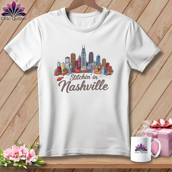 MyDesigns Physical Item S / White Stitchin' in Nashville ~ Relaxed Fit Tee