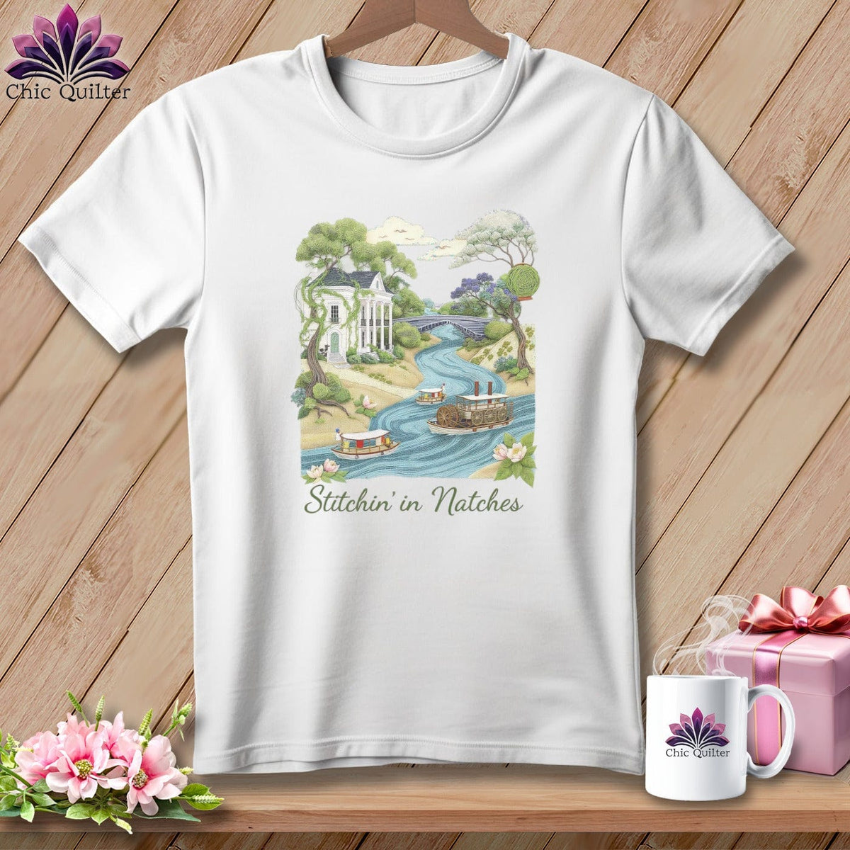 MyDesigns Physical Item S / White Stitchin' in Natchez ~ Relaxed Fit Tee