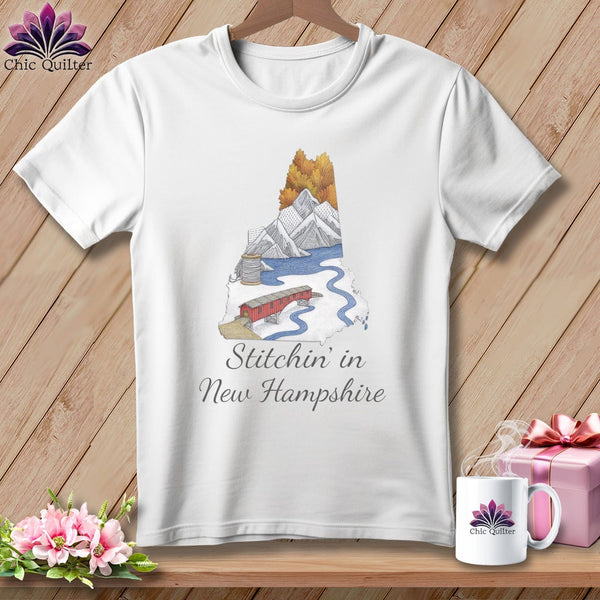 MyDesigns Physical Item S / White Stitchin' in New Hampshire ~ Relaxed Fit Tee