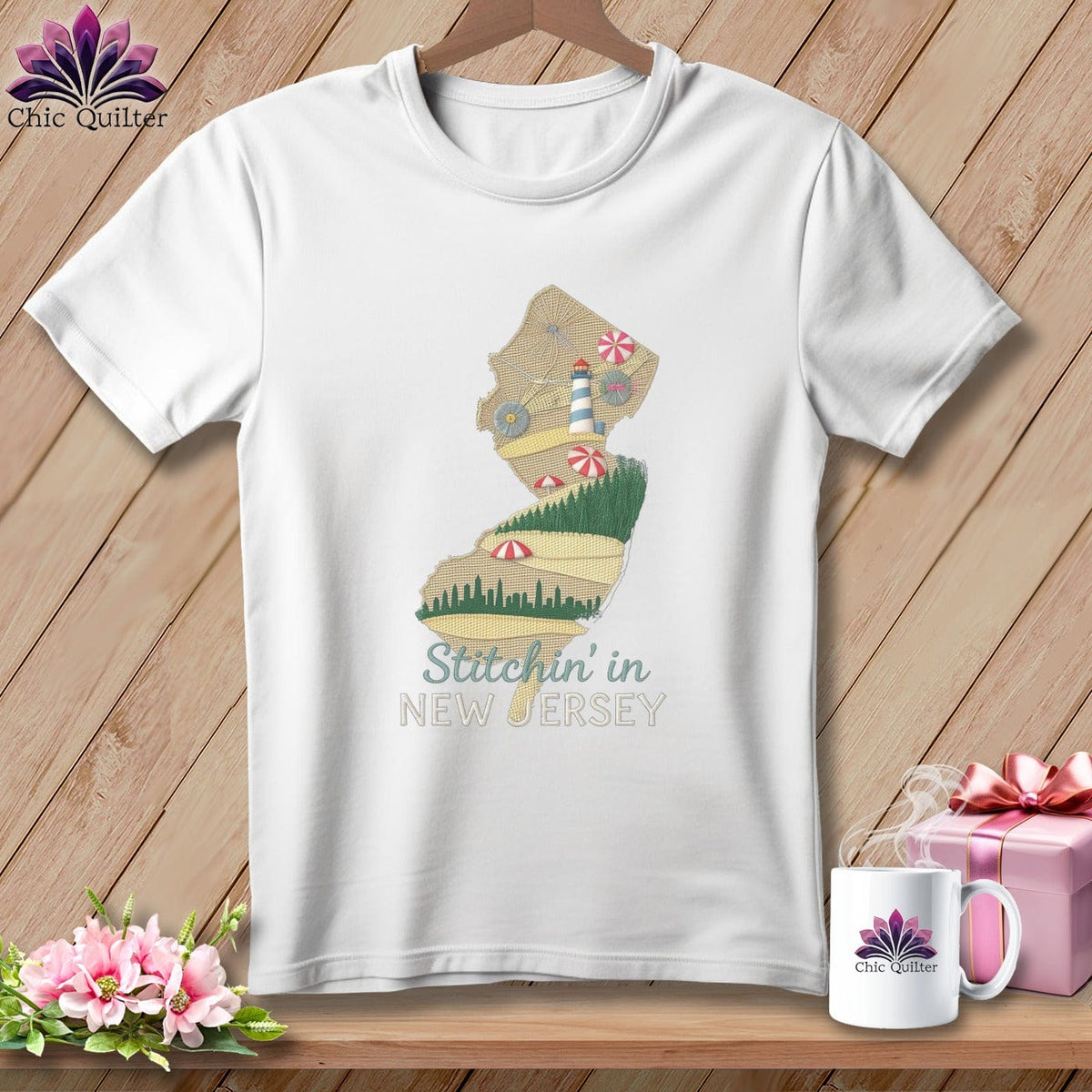 MyDesigns Physical Item S / White Stitchin' in New Jersey ~ Relaxed Fit Tee