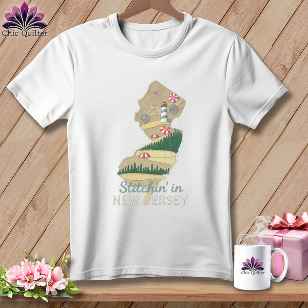 MyDesigns Physical Item S / White Stitchin' in New Jersey ~ Relaxed Fit Tee
