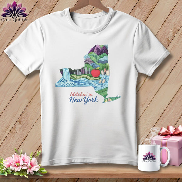 MyDesigns Physical Item S / White Stitchin' in New York ~ Relaxed Fit Tee