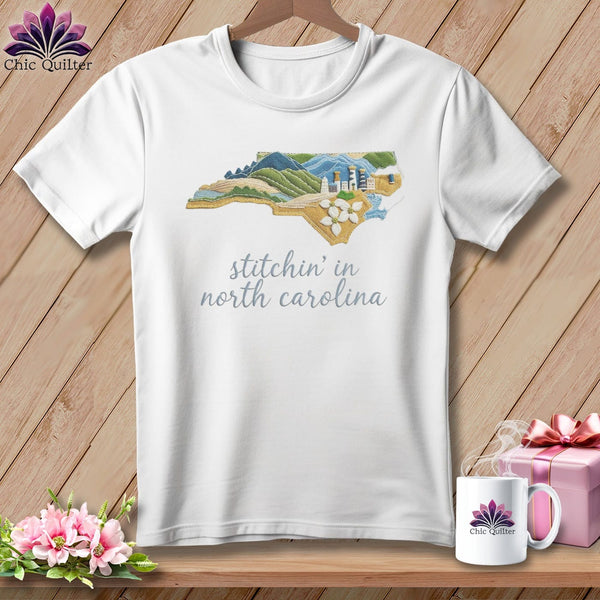 MyDesigns Physical Item S / White Stitchin' in North Carolina ~ Relaxed Fit Tee
