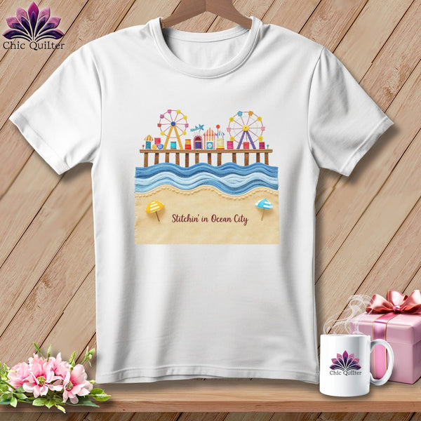 MyDesigns Physical Item S / White Stitchin' in Ocean City ~ Relaxed Fit Tee