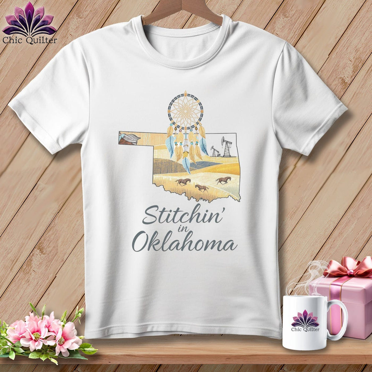 MyDesigns Physical Item S / White Stitchin' in Oklahoma ~ Relaxed Fit Tee