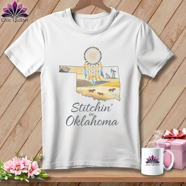 MyDesigns Physical Item S / White Stitchin' in Oklahoma ~ Relaxed Fit Tee