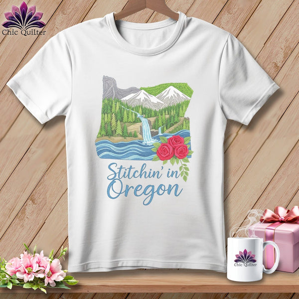 MyDesigns Physical Item S / White Stitchin' in Oregon ~ Relaxed Fit Tee