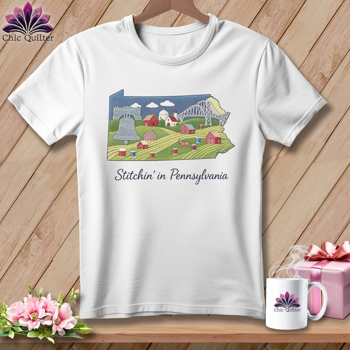 MyDesigns Physical Item S / White Stitchin' in Pennsylvania ~ Relaxed Fit Tee