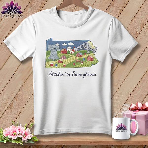 MyDesigns Physical Item S / White Stitchin' in Pennsylvania ~ Relaxed Fit Tee