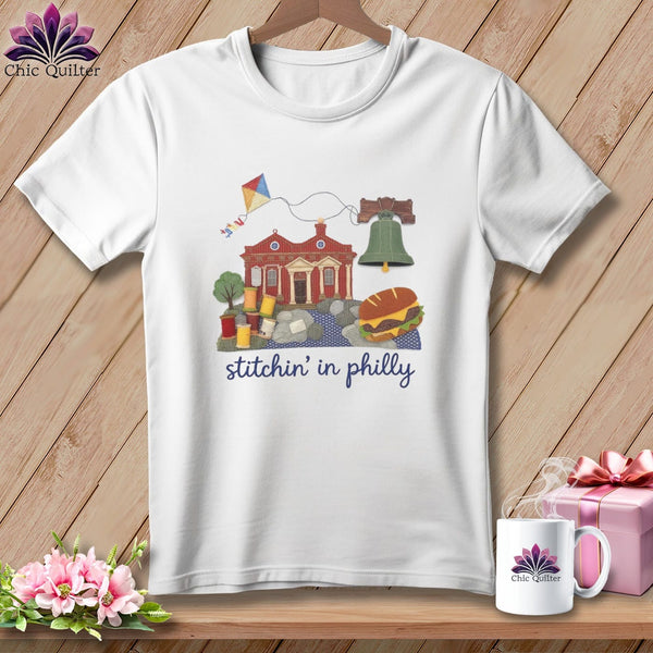 MyDesigns Physical Item S / White Stitchin' in Philadelphia ~ Relaxed Fit Tee