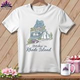 MyDesigns Physical Item S / White Stitchin' in Rhode Island ~ Relaxed Fit Tee