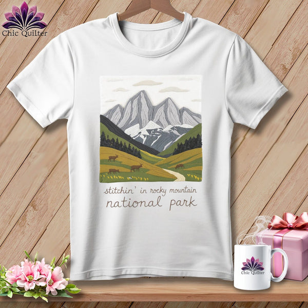 MyDesigns Physical Item S / White Stitchin' in Rocky Mountain National Park ~ Relaxed Fit Tee