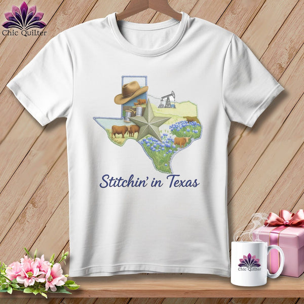 MyDesigns Physical Item S / White Stitchin' in Texas ~ Relaxed Fit Tee