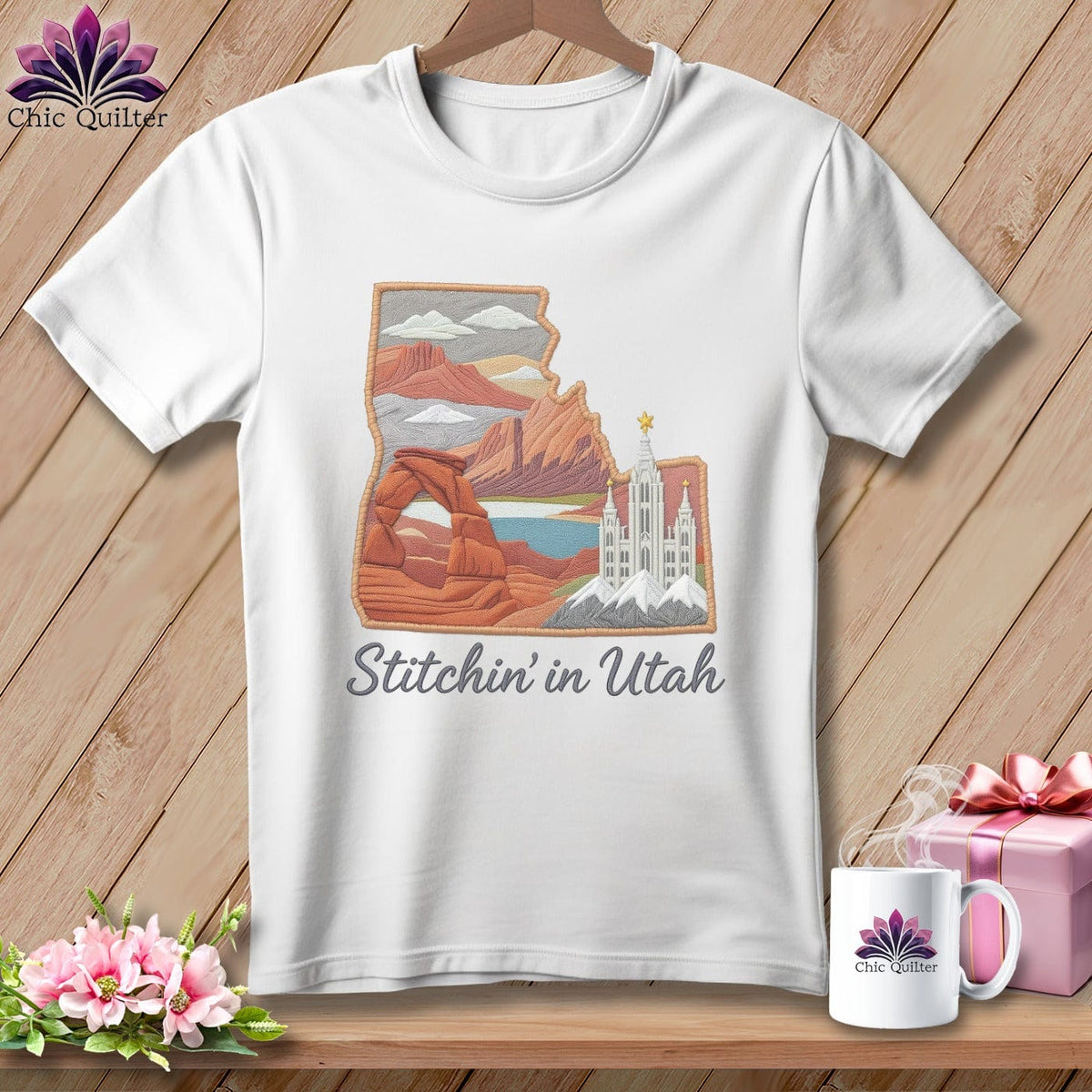 MyDesigns Physical Item S / White Stitchin' in Utah ~ Relaxed Fit Tee