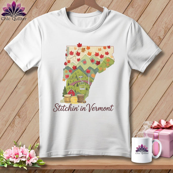 MyDesigns Physical Item S / White Stitchin' in Vermont ~ Relaxed Fit Tee