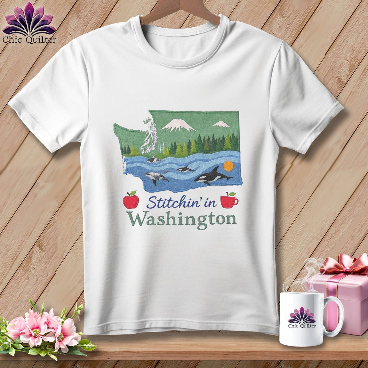 MyDesigns Physical Item S / White Stitchin' in Washington ~ Relaxed Fit Tee
