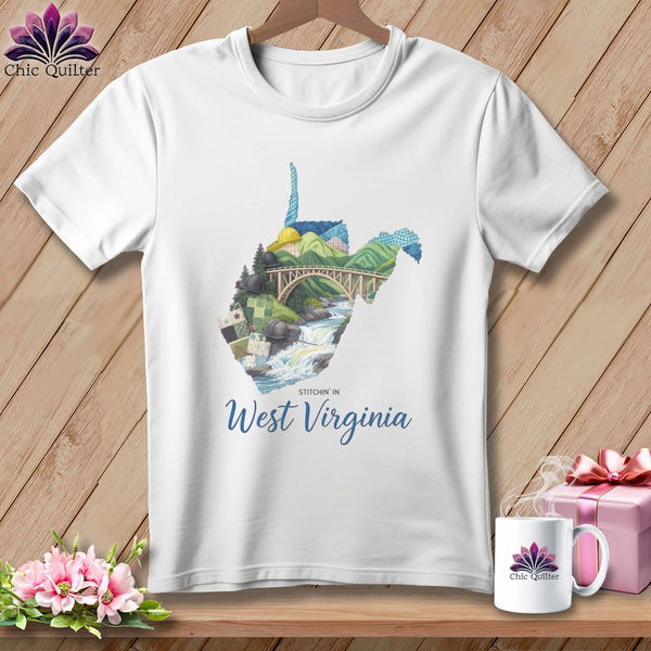 MyDesigns Physical Item S / White Stitchin' in West Virginia ~ Relaxed Fit Tee