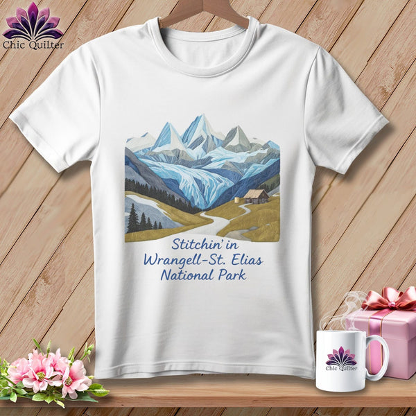 MyDesigns Physical Item S / White Stitchin' in Wrangell–St. Elias National Park and Preserve ~ Relaxed Fit Tee