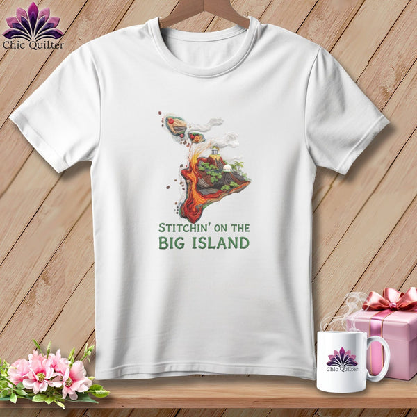 MyDesigns Physical Item S / White Stitchin' on the Big Island of Hawaii ~ Relaxed Fit Tee
