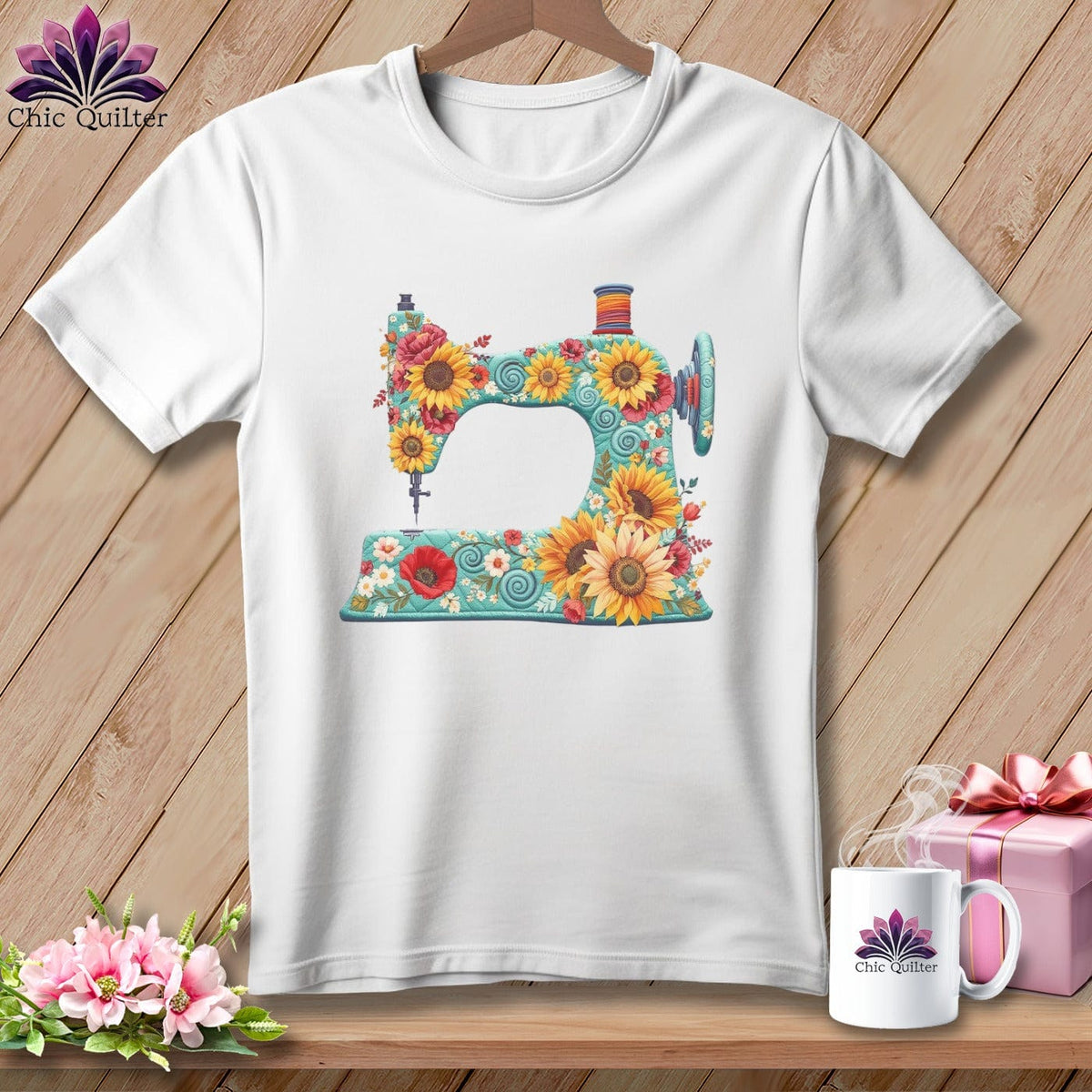 MyDesigns Physical Item S / White Sunflower Sew Dayz ~ Relaxed Fit Tee