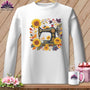 MyDesigns Physical Item S / White Sunlit Garden ~ August Design ~ Quilter's Calendar Subscription (July Start) ~ Premium Long Sleeve Tee