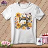 MyDesigns Physical Item S / White Sunlit Garden ~ August Design ~ Quilter's Calendar Subscription (July Start) ~ Premium Tee
